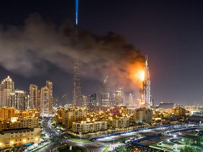 В канун Нового года в Дубае загорелся небоскреб (фото)