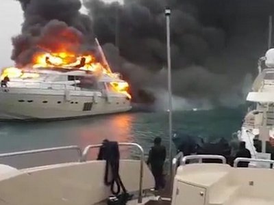 Российскому олигарху в Турции сожгли яхту (фото, видео)