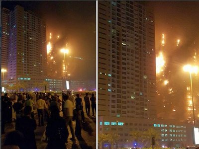 В Сети опубликовали видео горящих небоскребов в ОАЭ