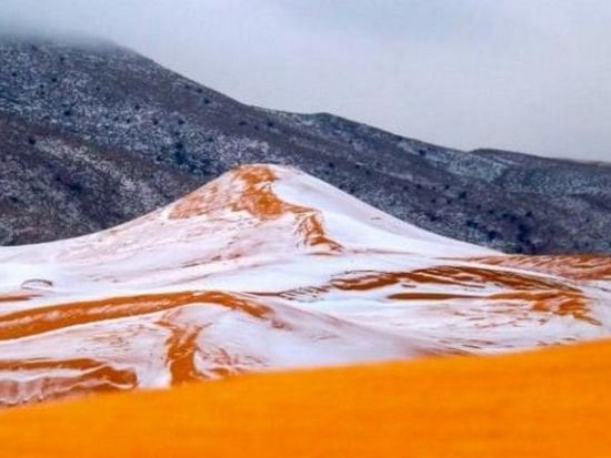 В пустыне Сахара выпал снег: опубликованы фото и видео