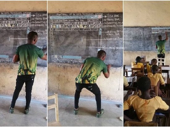 Африканец прославился, преподавая Microsoft Word на доске