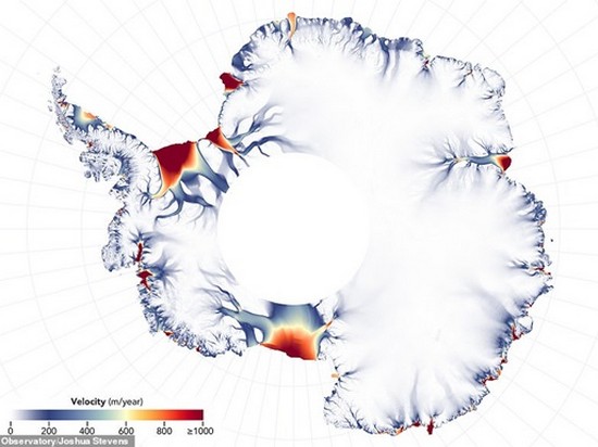 Агентство NASA представило карту тающих ледников Антарктиды
