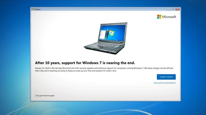 Компания Microsoft назвала дату «смерти» Windows 7