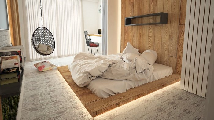 Кровать-подиум в интерьере: ноу-хау в квартире