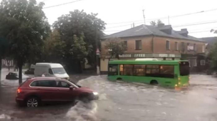 В Житомире ливень вызвал транспортный коллапс (видео)
