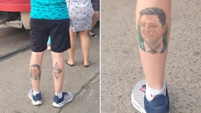 Украинец сделал на ноге татуировку с портретом Зеленского