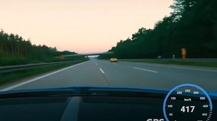 Bugatti Chiron разогнали на автобане до 417 км/ч (видео)