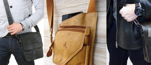 мужские кожаные сумки через плечо