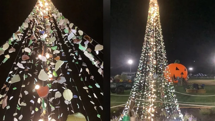 Американец создал 4,5-метровую елку из морского стекла