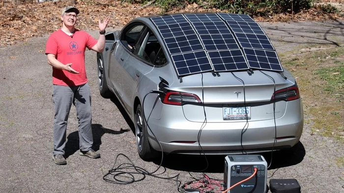 Американец поставил солнечные панели на Tesla и проверил, увеличится ли запас хода (видео)