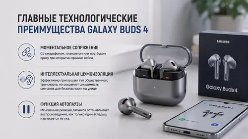 Главные технологические преимущества Galaxy Buds 4