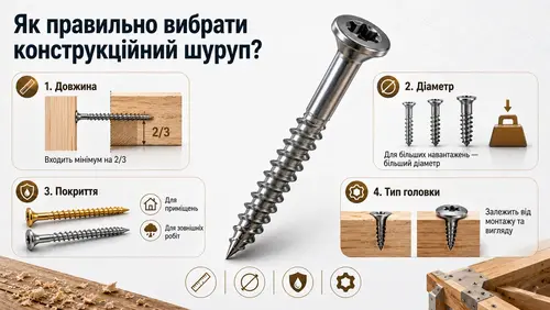 як правильно вибрати конструкційний шуруп