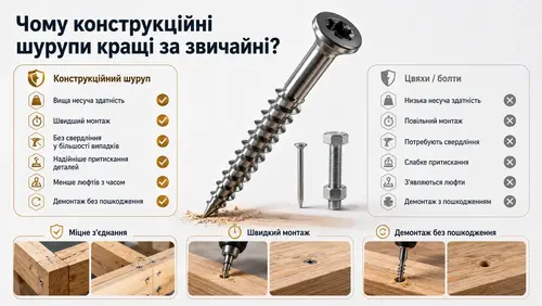 чому конструкційні шурупи кращі за звичайні